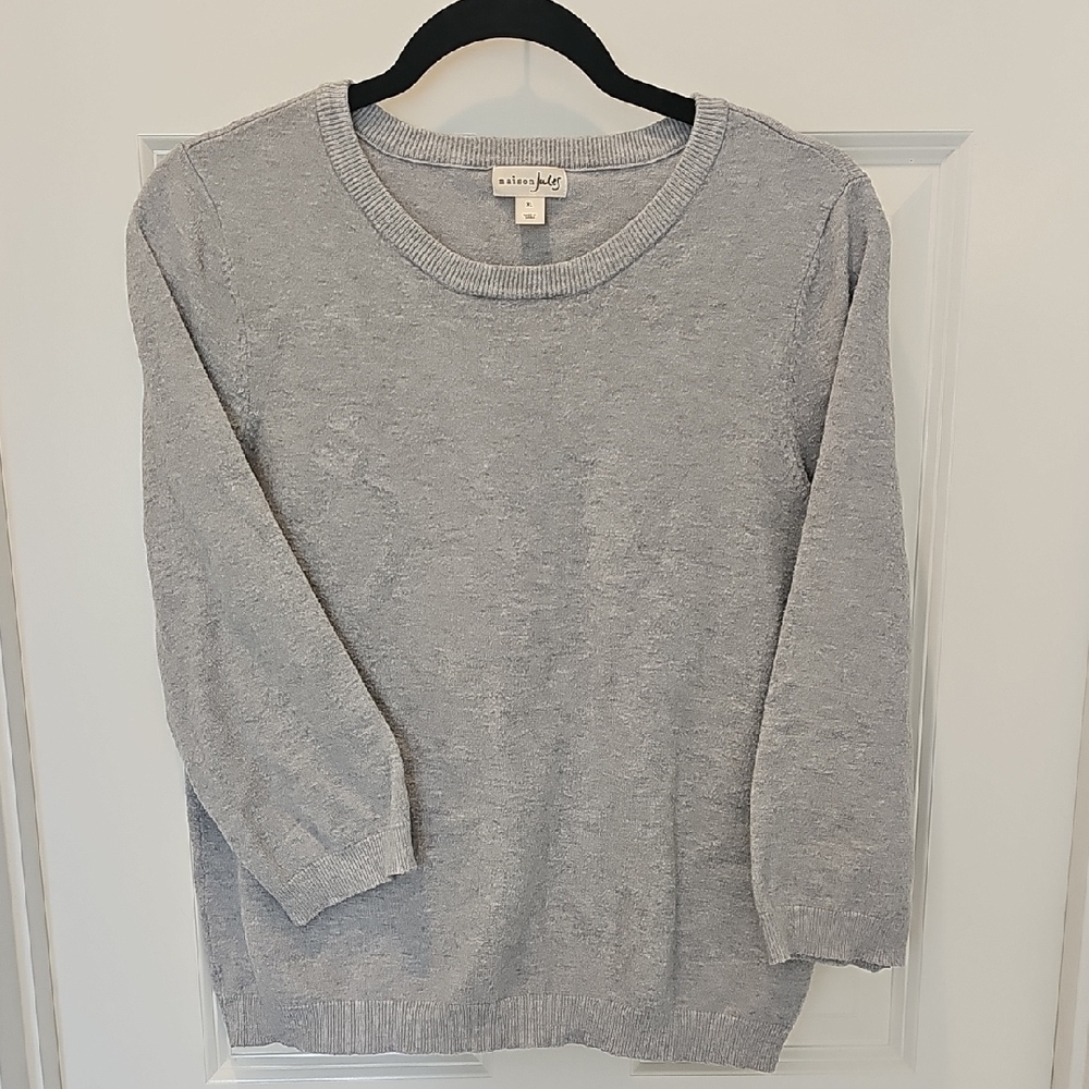 Maison Jules Light Gray Crew Neck Sweater